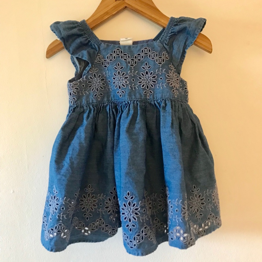 Gap baby denim eyelet dress.